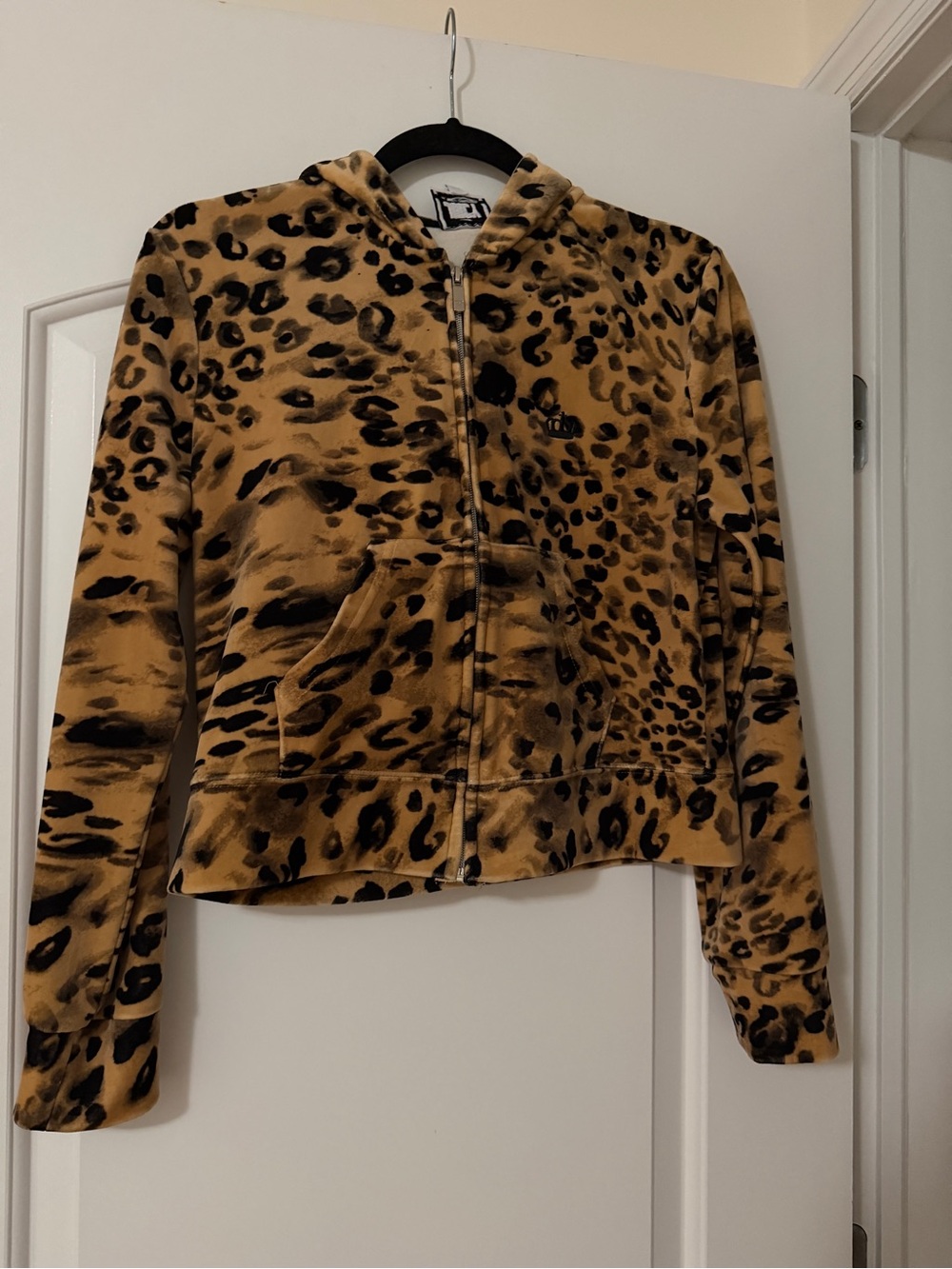 Juicy Couture Leopard-Print Zip Hoodie - Tan & Black